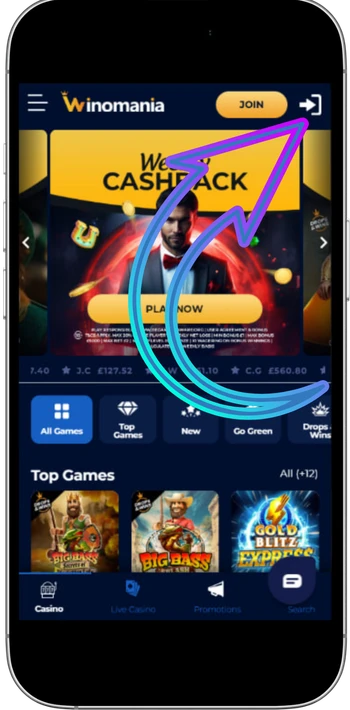 Winomania tap the icon login